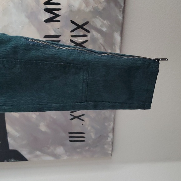 Pilcro & The Letterpress Damask Green Zip Ankle Crop Jean Anthropologie Women 26 - Picture 9 of 11